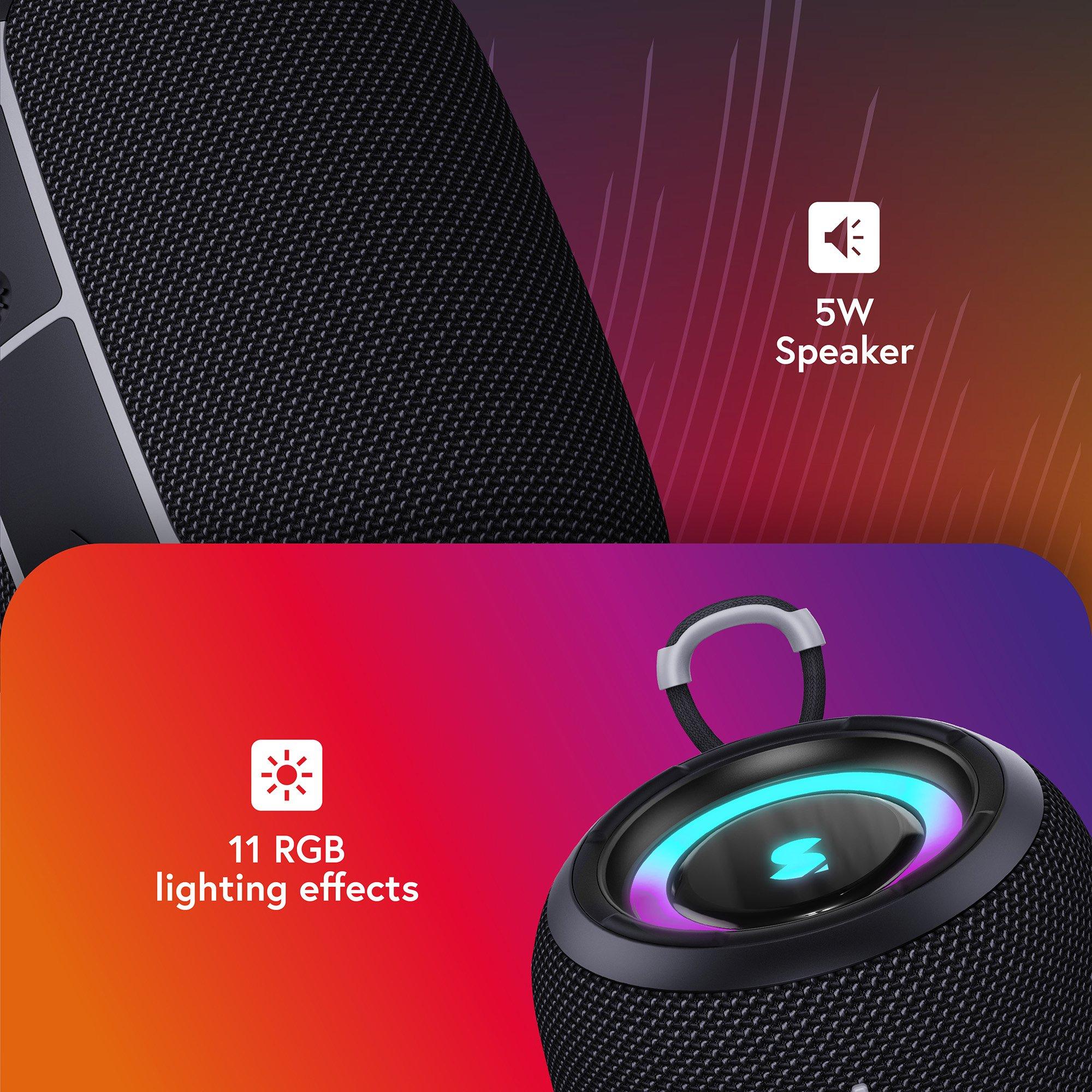 Black - Styletech - BS50 Mini Bluetooth Speaker – Black with Grey Trim - 5