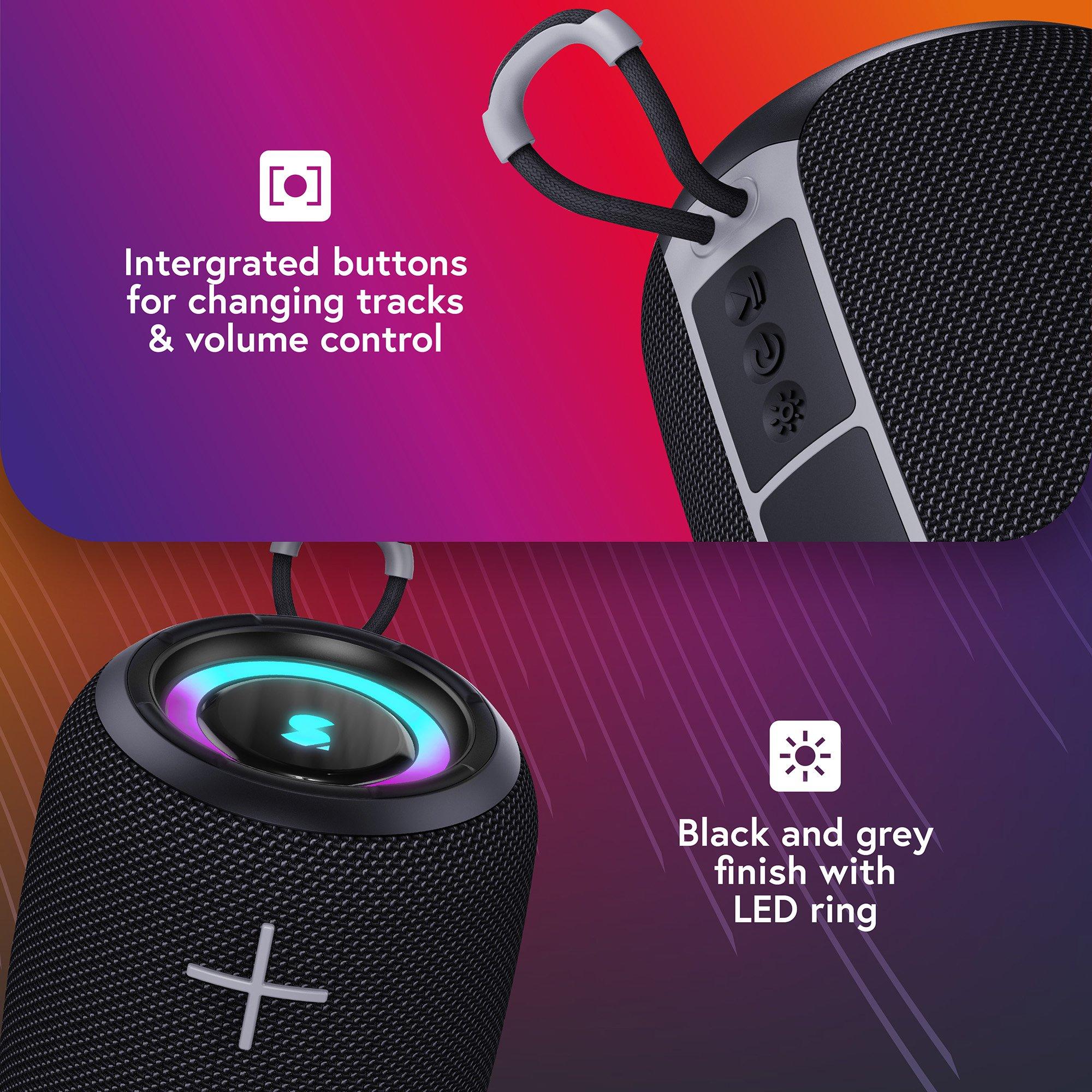 Black - Styletech - BS50 Mini Bluetooth Speaker – Black with Grey Trim - 6