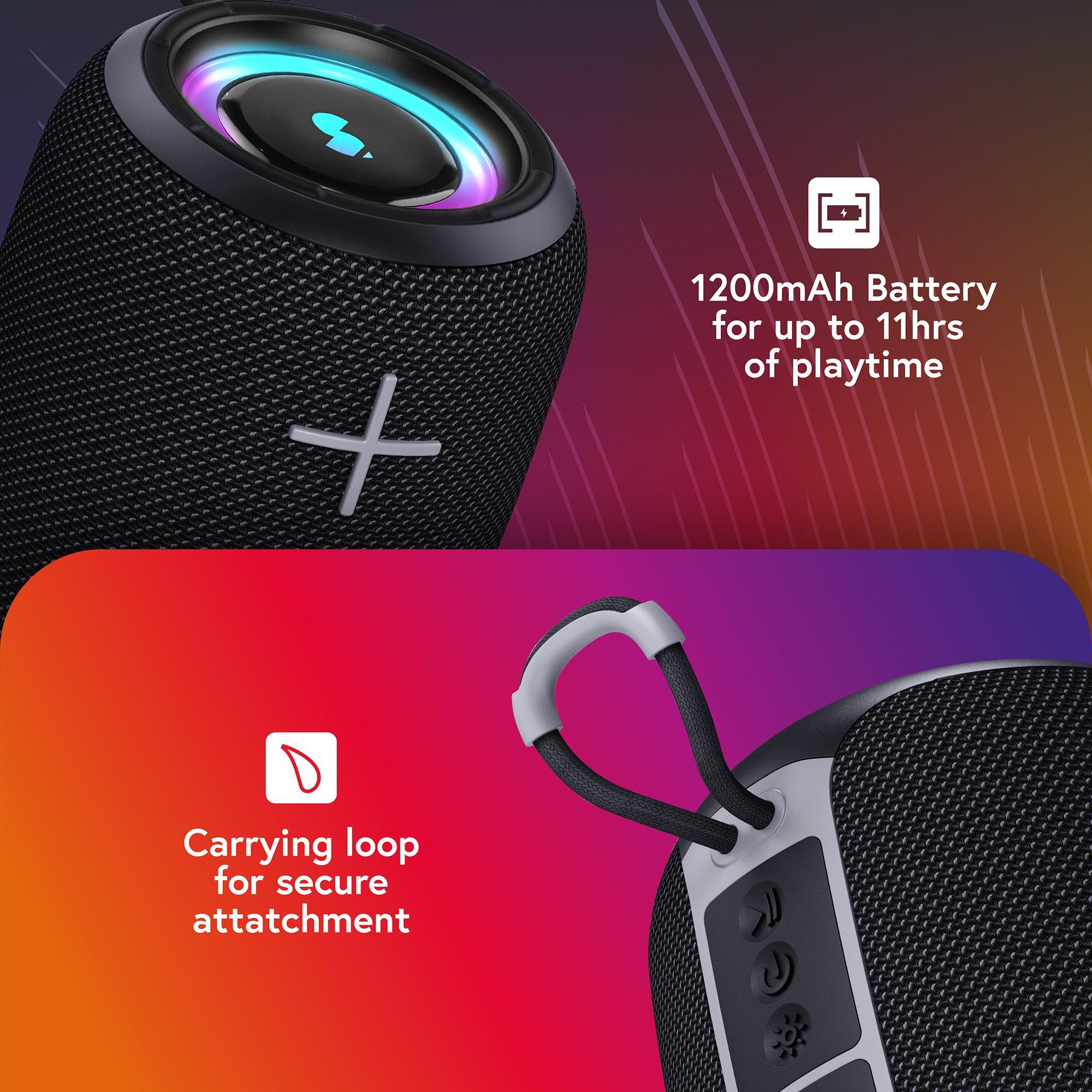 Black - Styletech - BS50 Mini Bluetooth Speaker – Black with Grey Trim - 7