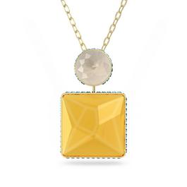 Swarovski Chroma necklace, Square cut, Multicolored, Gold tone plated