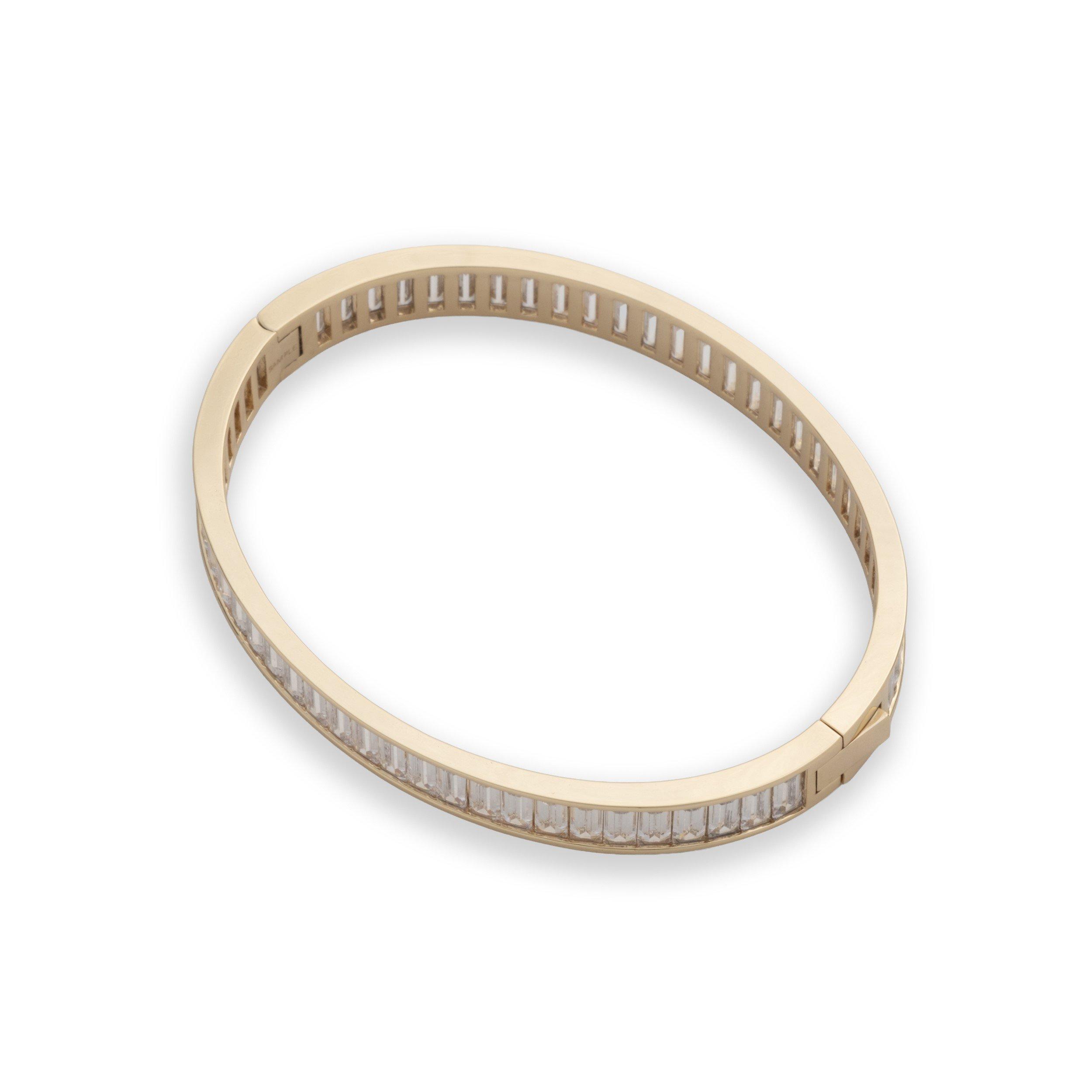 GLD/CRY - Lauren by Ralph Lauren - Lauren Ralph Lauren Gold Tone & Crystal Baguette Hinge Bangle - 3