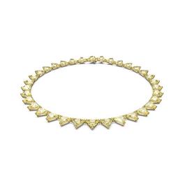 Swarovski Matrix Tennis necklace, Triangle cut, Yellow, Gold tone plated