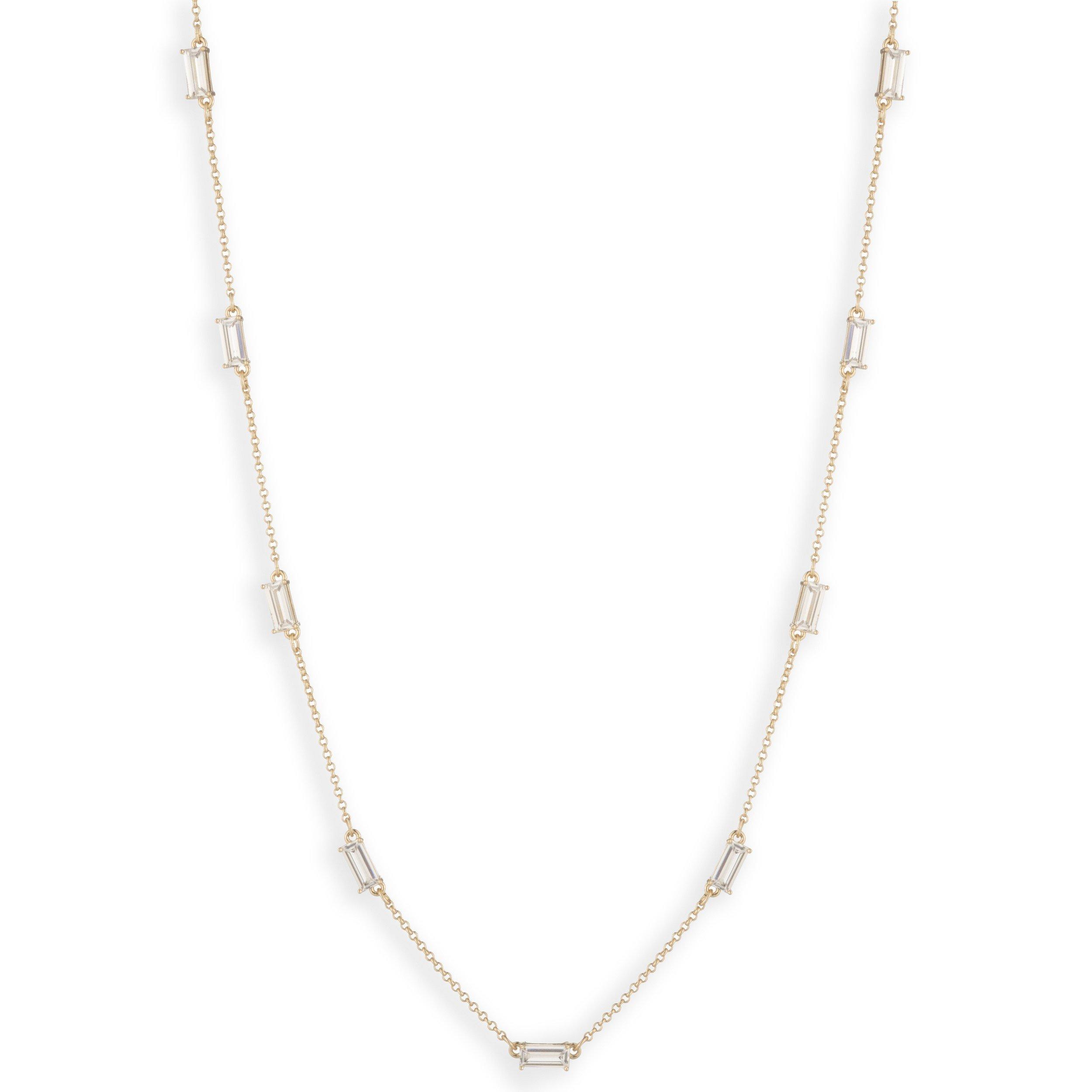 GLD/CRY - Lauren by Ralph Lauren - Lauren Ralph Lauren Gold Tone & Crystal Station Collar Necklace - 1