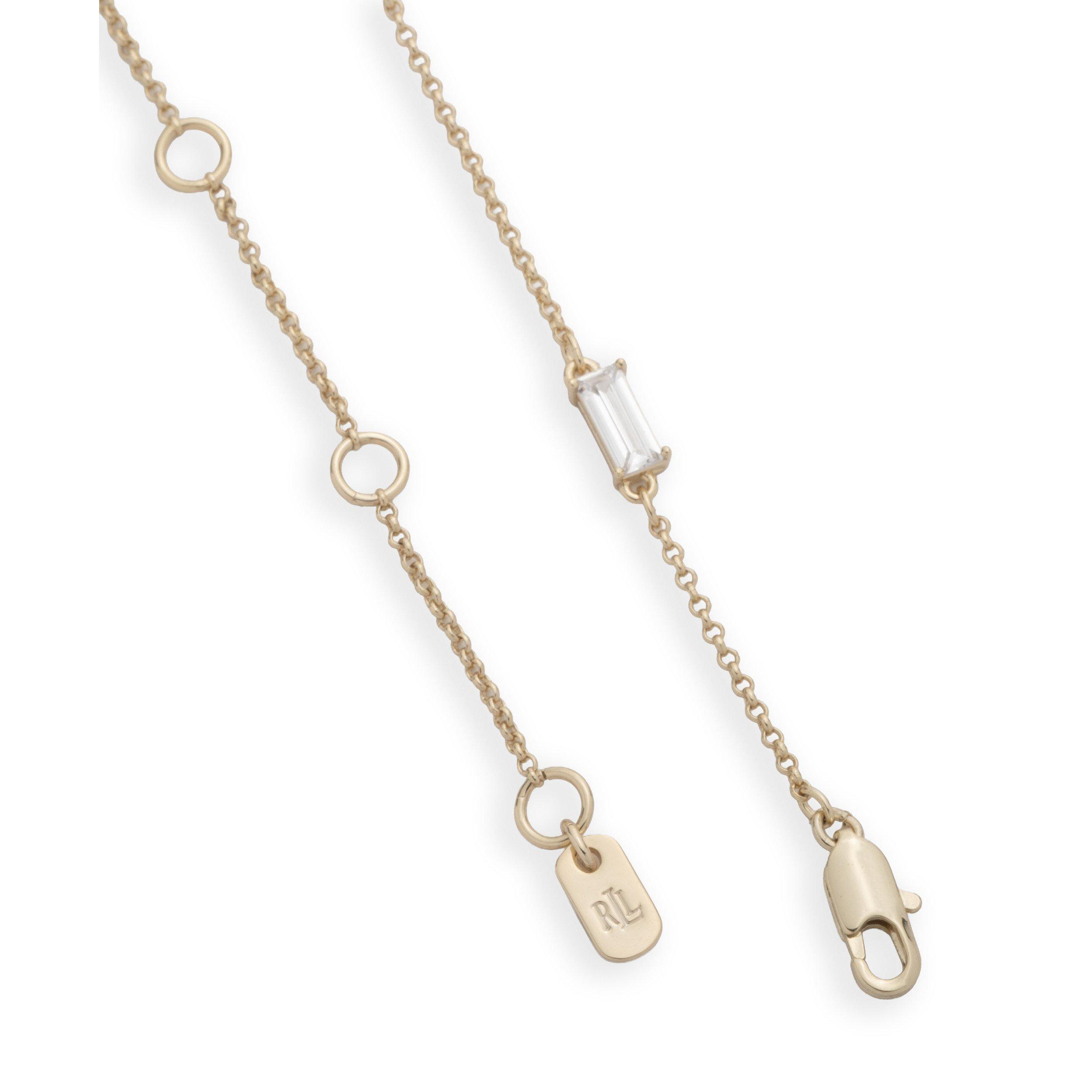 GLD/CRY - Lauren by Ralph Lauren - Lauren Ralph Lauren Gold Tone & Crystal Station Collar Necklace - 3
