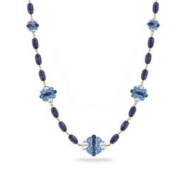 Swarovski Somnia necklace, Extra long, Blue, Gold tone plated