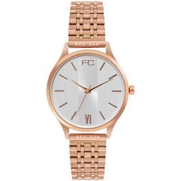 French Connection Connection Aiko SILVER Round Analog Watch With Rose Gold Metal Strap for Women