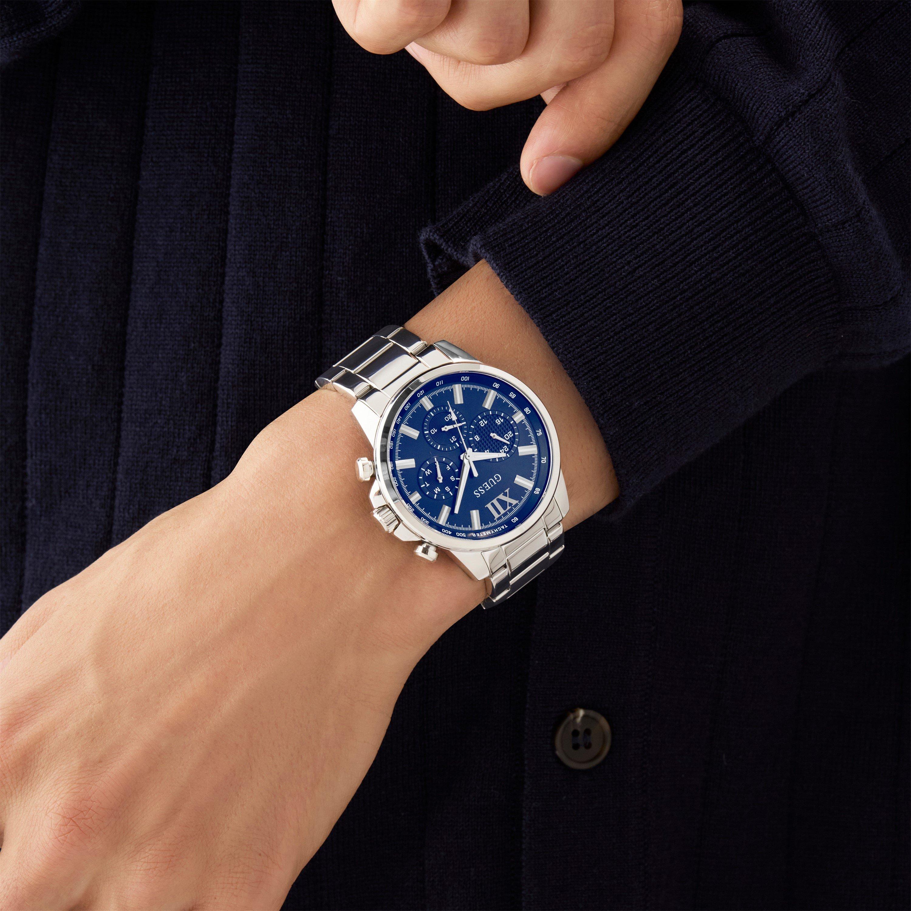 Blue/Silver - Guess - Men's Walker Analogue Quartz Watch - 4