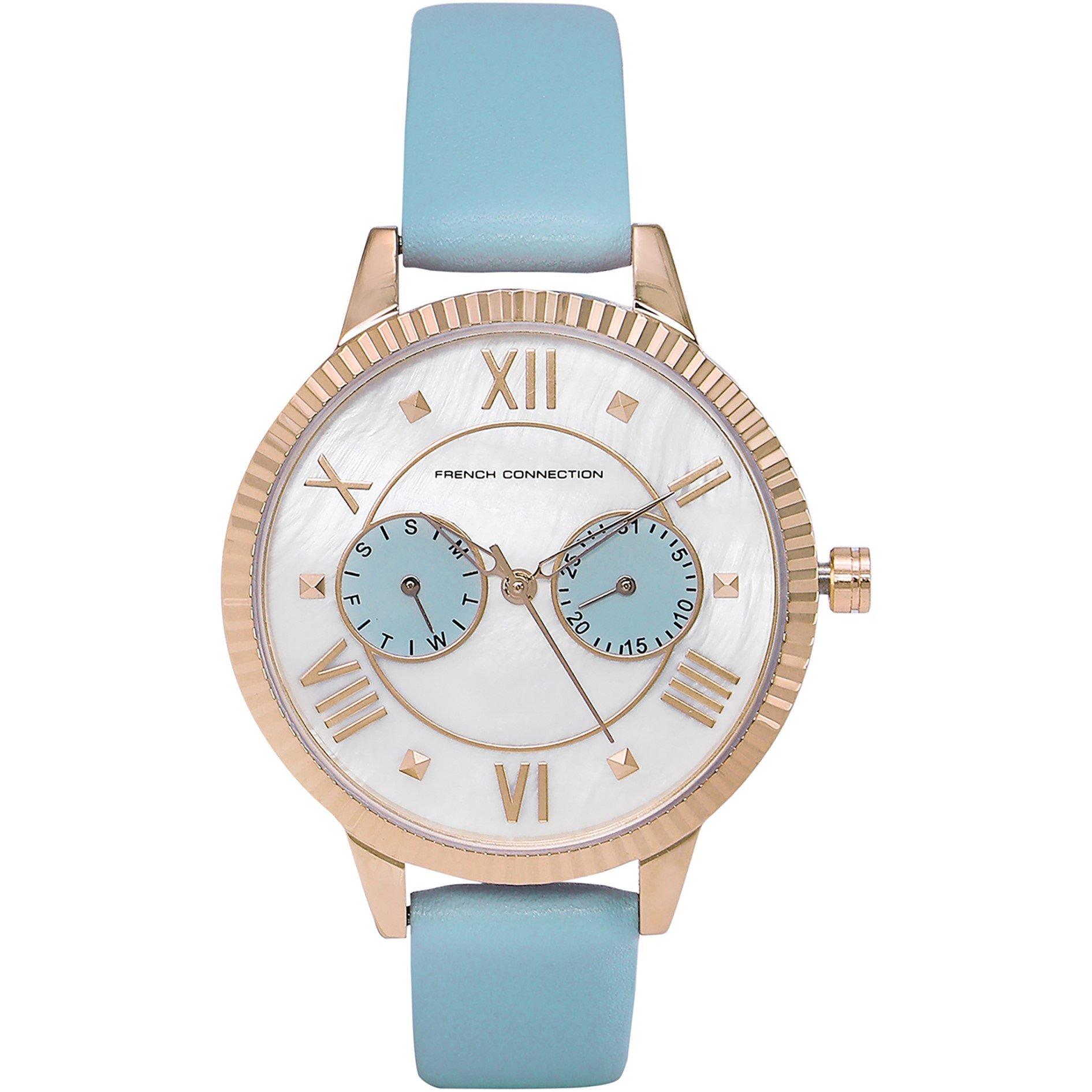 French Connection Connection White MOP Dial with Sky Blue Eyes Luxury Watch for women
