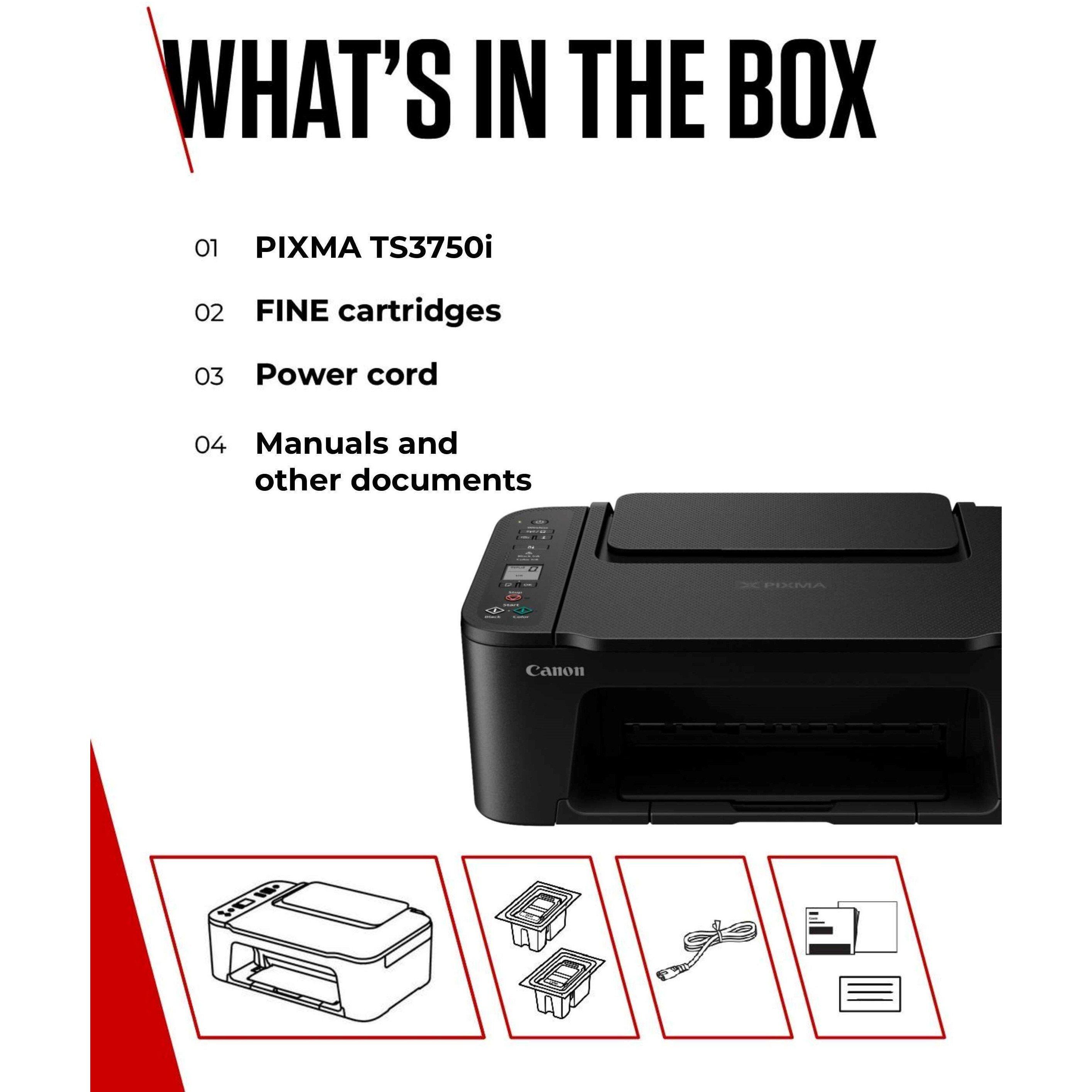 Zwart - Canon - Canon Pixma TS3750I All-in-One Wi-Fi Printer Scanner Copier and Cloud - 7