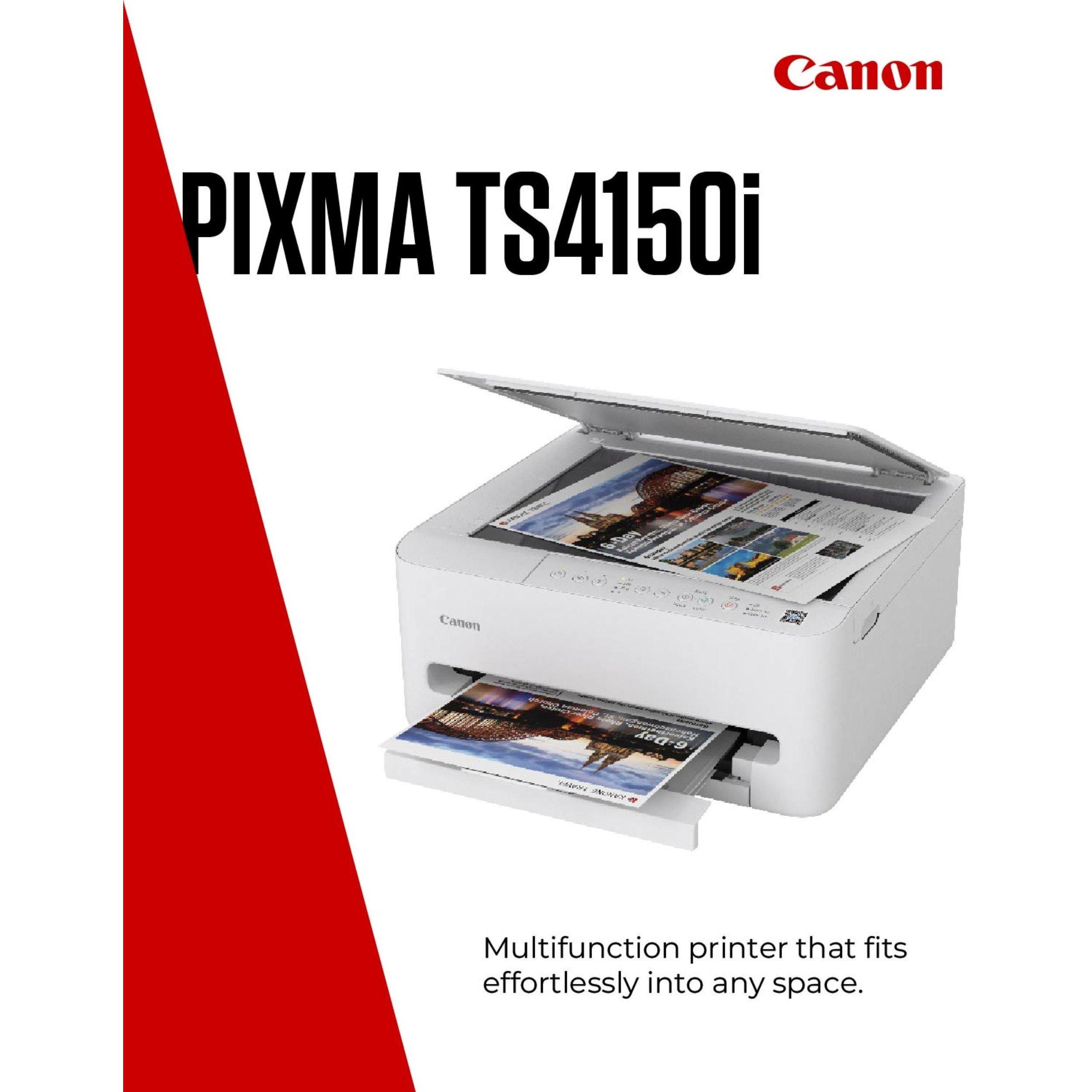 White - Canon - Canon Pixma TS4150I Wi-Fi All-in-One Printer Scanner and Copier - 2