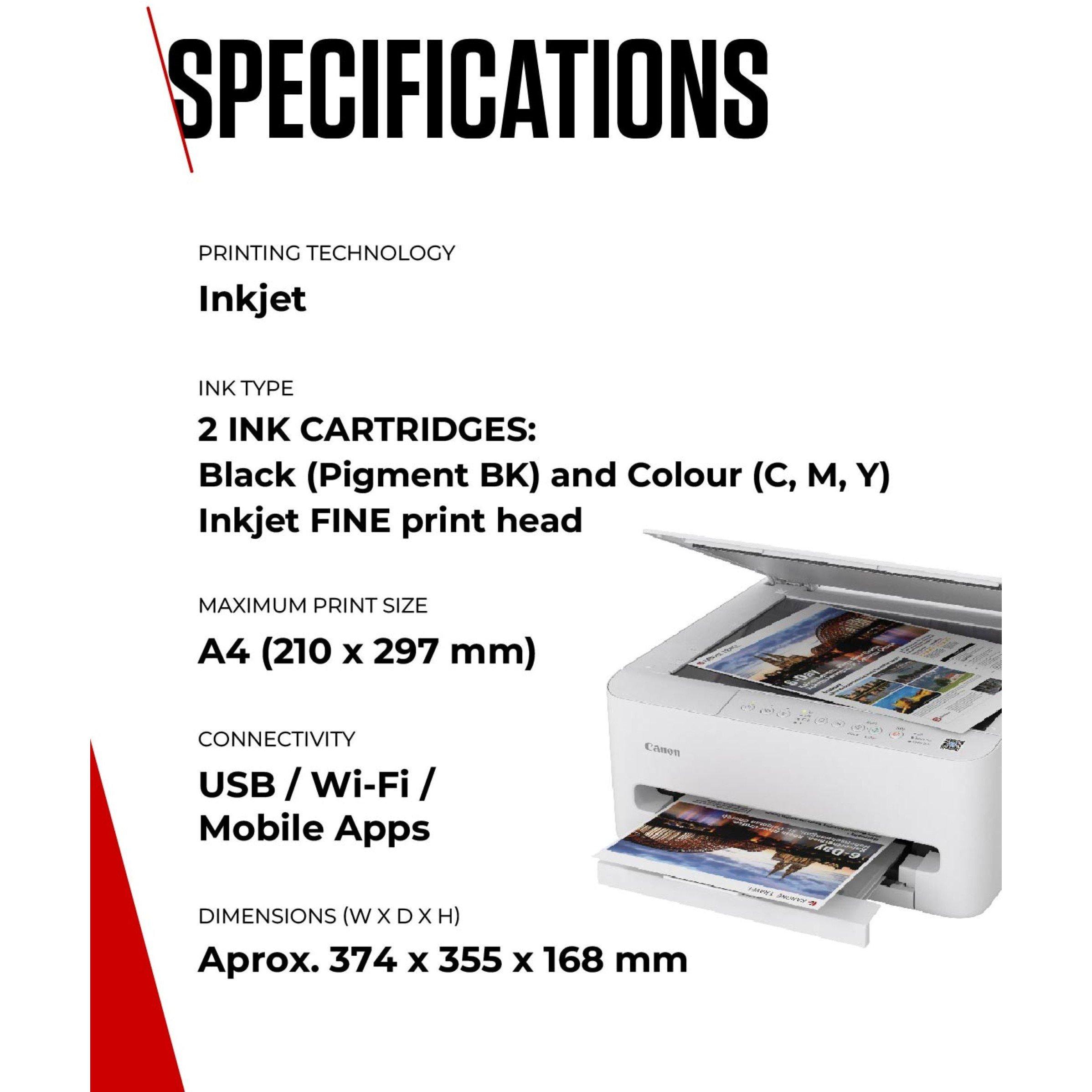 White - Canon - Canon Pixma TS4150I Wi-Fi All-in-One Printer Scanner and Copier - 6
