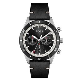 Boss Gents BOSS Santiago Black Leather Strap Watch