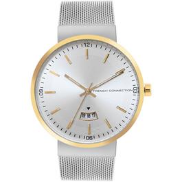 French Connection Connection Jake SILVER Round Analog Watch Steel Strap for Men