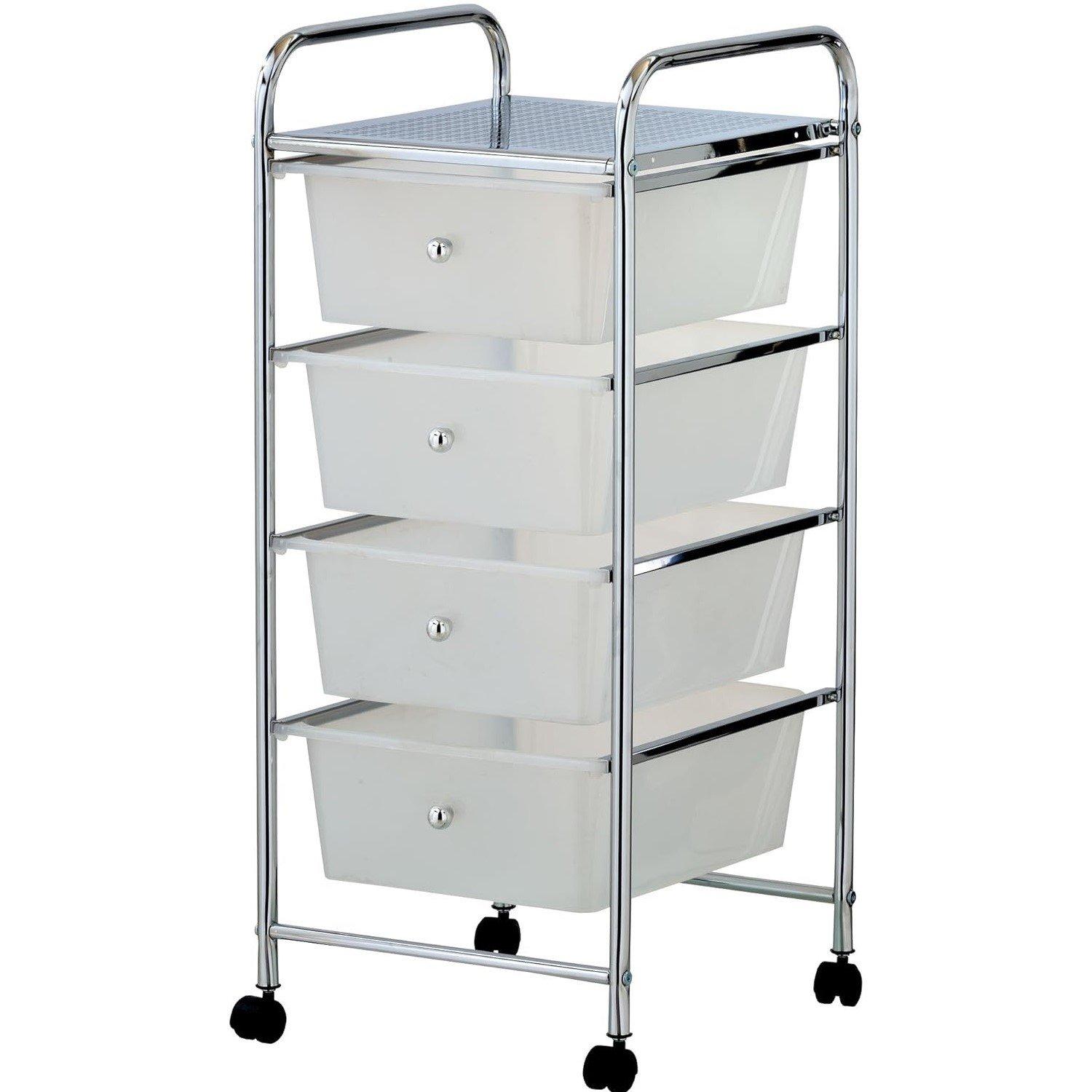White - VonHaus - VonHaus Plastic 4 Drawer Trolley - 1