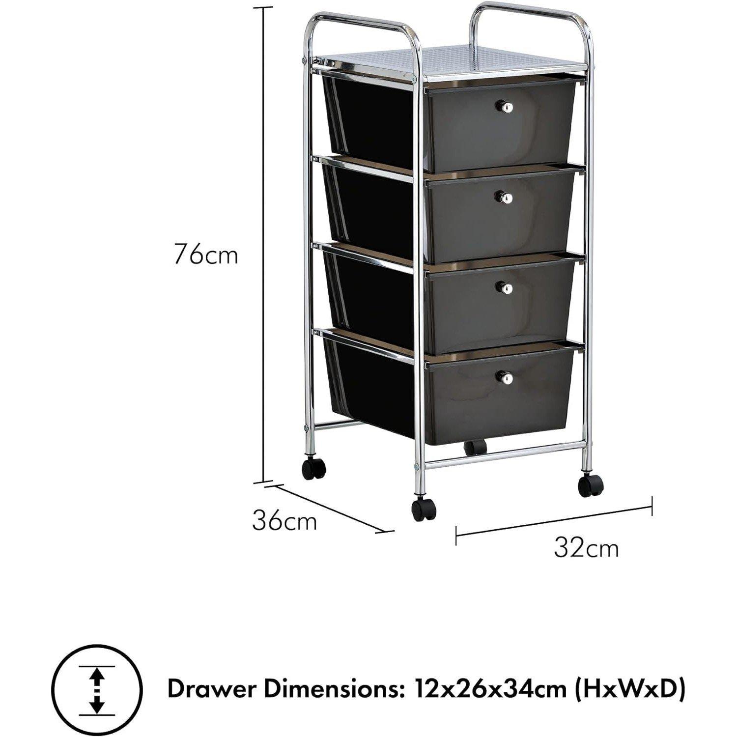 Black - VonHaus - VonHaus Plastic 4 Drawer Trolley - 2