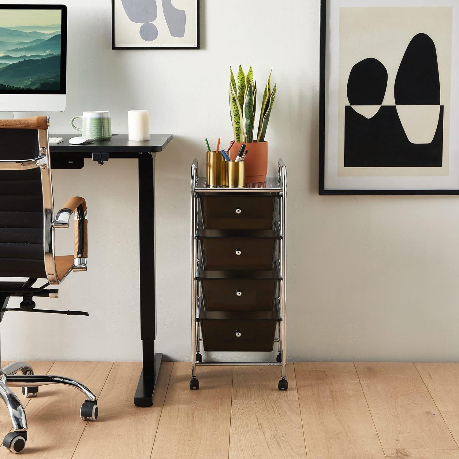 Black - VonHaus - VonHaus Plastic 4 Drawer Trolley - 4