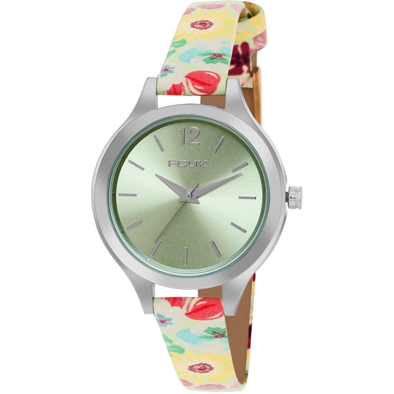 Green - FCUK - Floral Printed Strap Womens Watch - 2