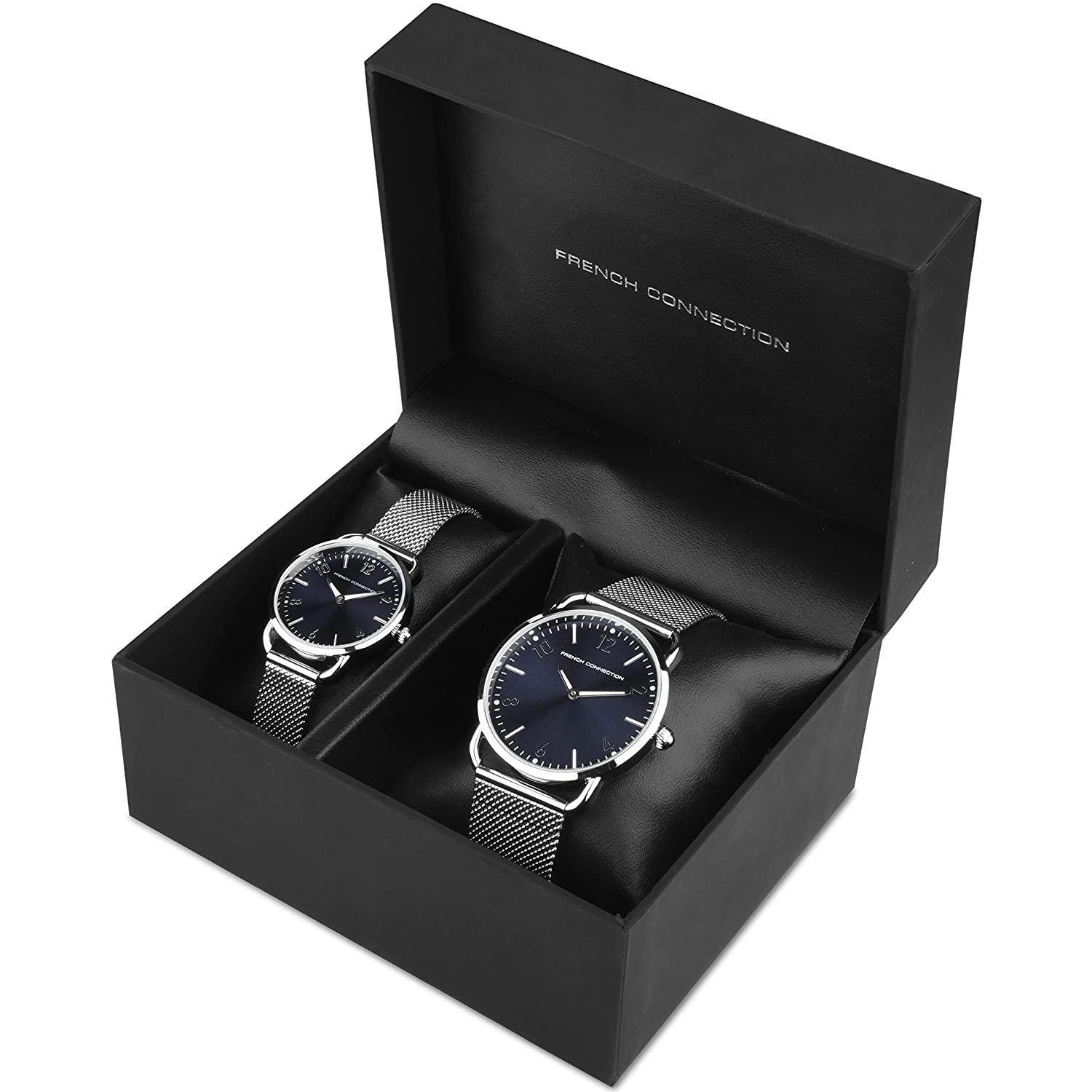 Azul Marinho - French Connection - Connection Analog Blue Dial Pair Watch - 4