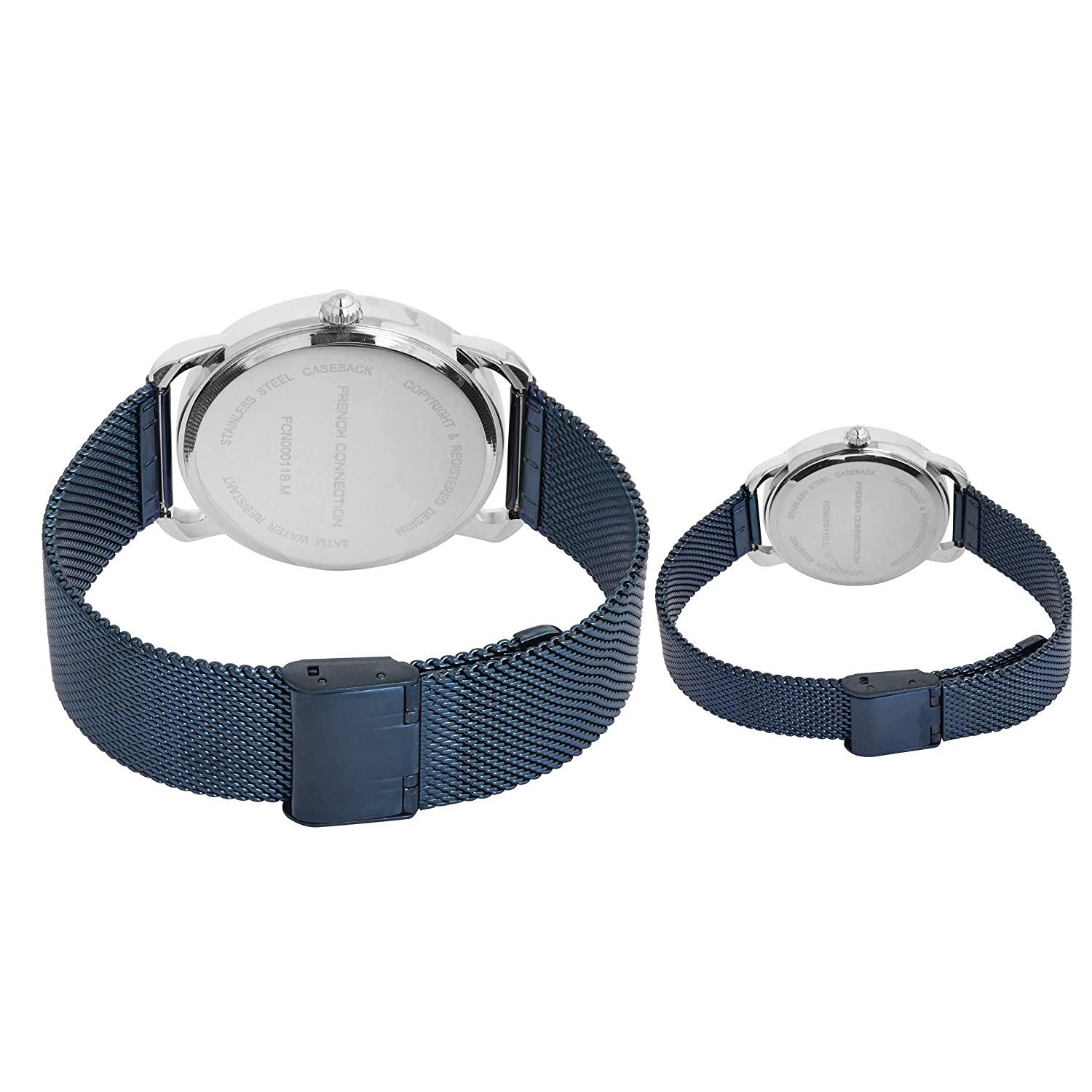 Blå - French Connection - Connection Analog Blue Dial Pair Watch - 3