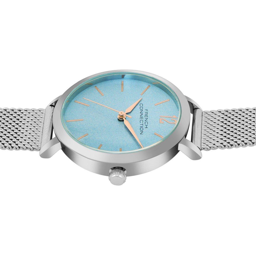 Sky Blue - French Connection - French Connection Silver Case Round Shape Silver Strap Quartz Watch - 3