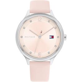 Tommy Hilfiger Ladies Sunray Dial Pink Leather Strap Watch