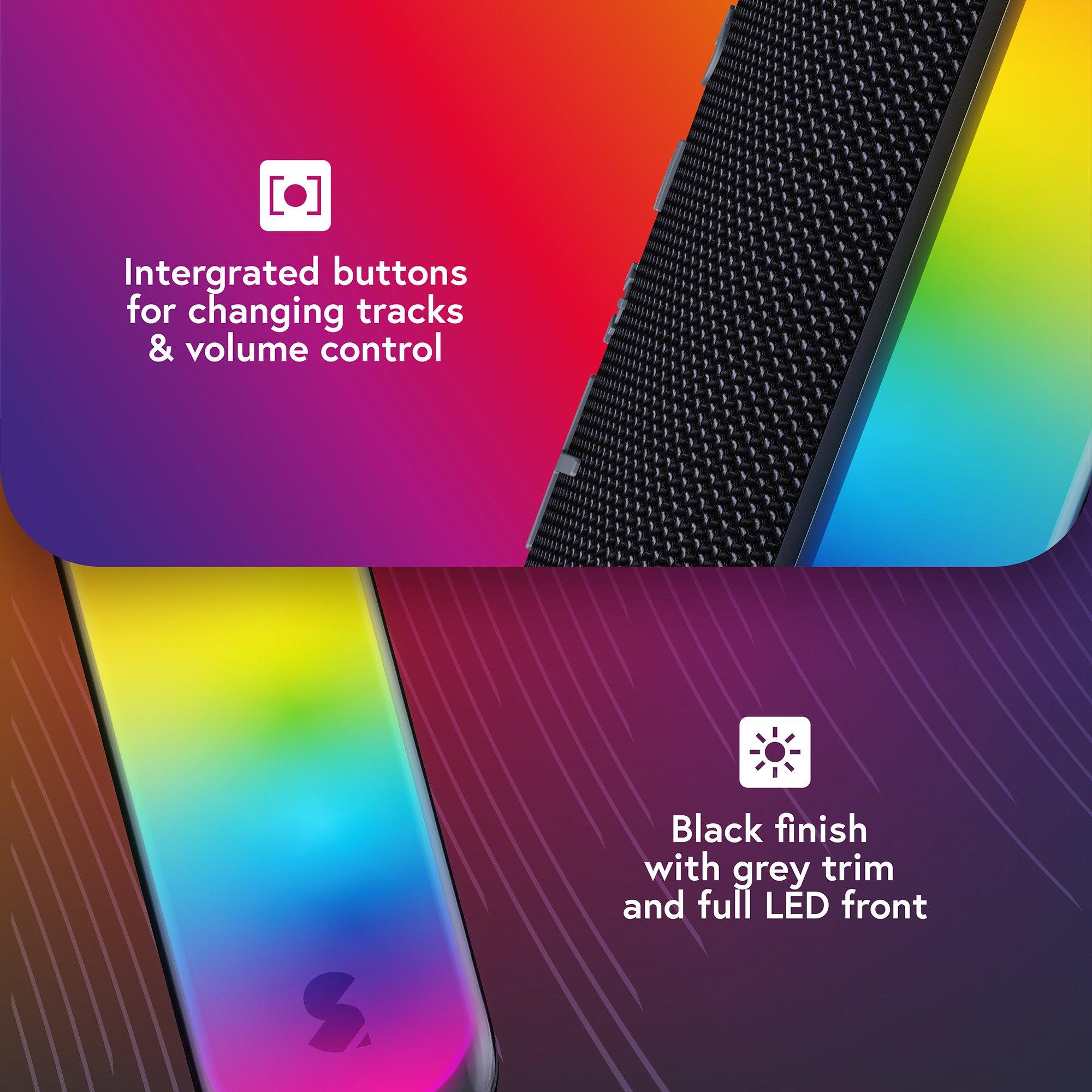 Black - Styletech - BS250 LED Portable Bluetooth Speaker - Black with Grey Trim and Light-Up Front - 6