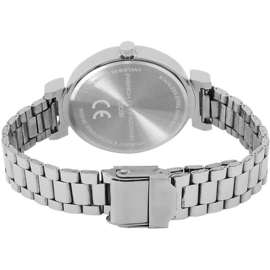 White - French Connection - French Connection Silver Case Round Shape Silver Strap Quartz Watch - 4