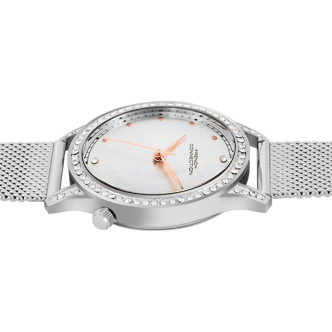 Wit - French Connection - Silver Case Round Shape Silver Strap Quartz Watch - 3