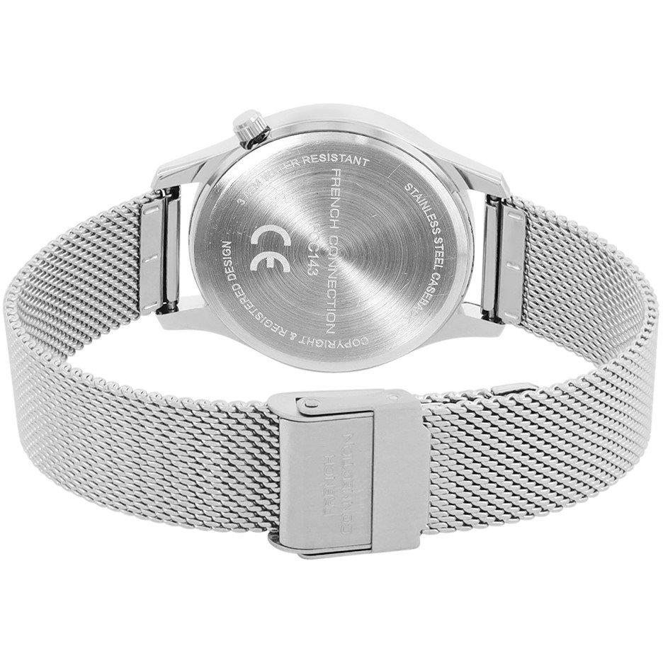 Wit - French Connection - Silver Case Round Shape Silver Strap Quartz Watch - 4