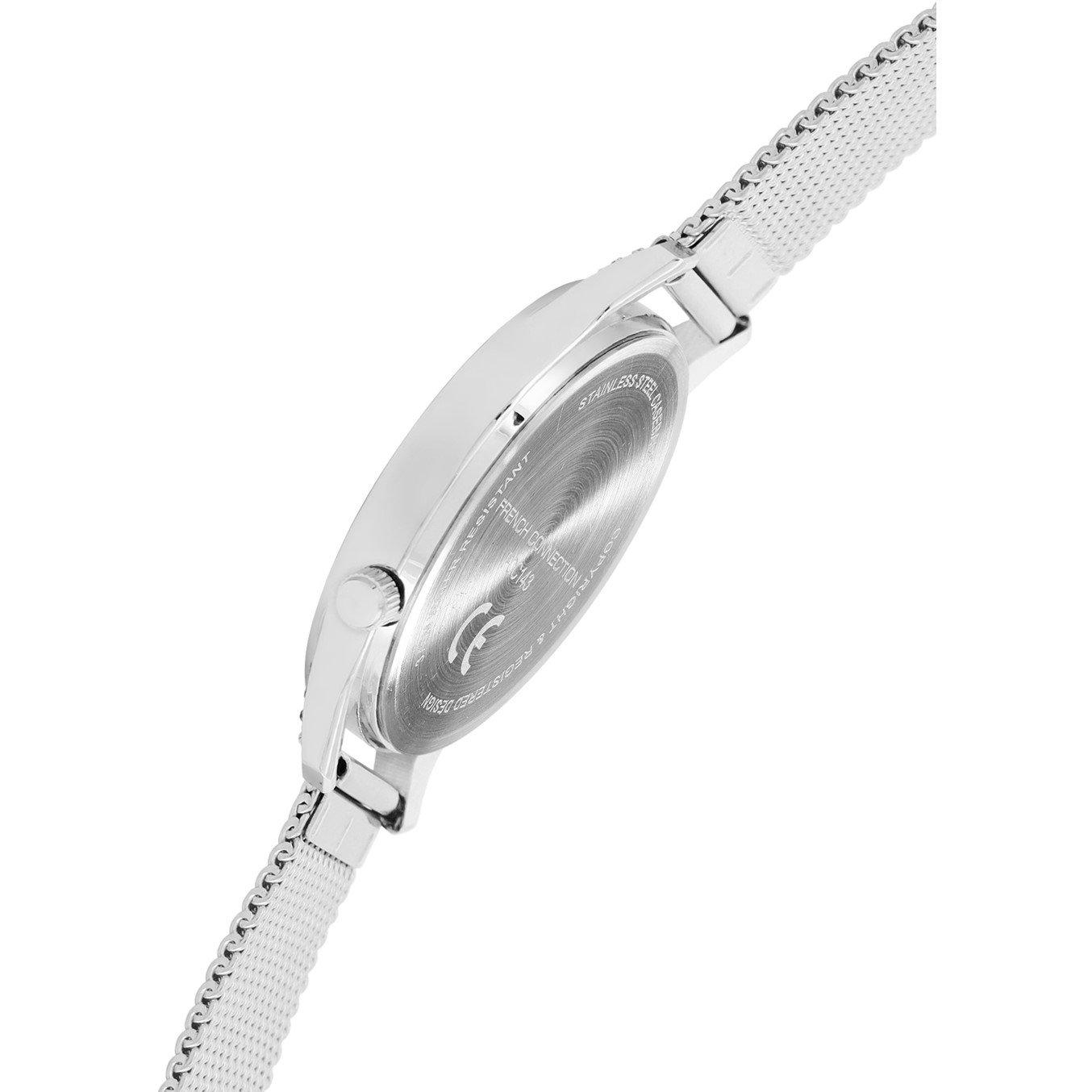 Wit - French Connection - Silver Case Round Shape Silver Strap Quartz Watch - 5