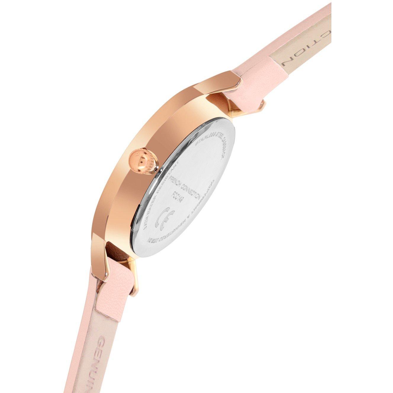 Silver - French Connection - French Connection Rose Case Round Shape Pink Strap Quartz Watch - 5