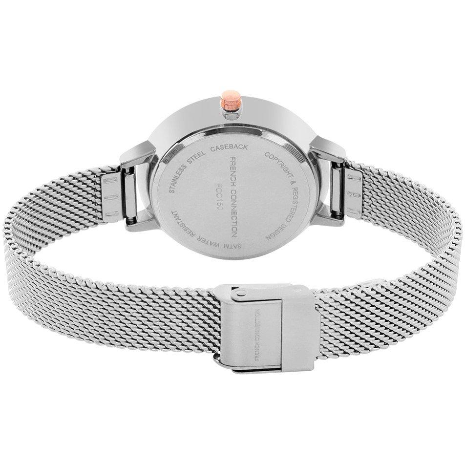 White - French Connection - French Connection Rose Case Round Shape Silver Strap Quartz Watch - 4
