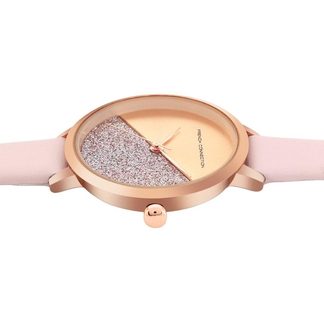 Rose Gold - French Connection - French Connection Rose Case Round Shape Pink Strap Quartz Watch - 3
