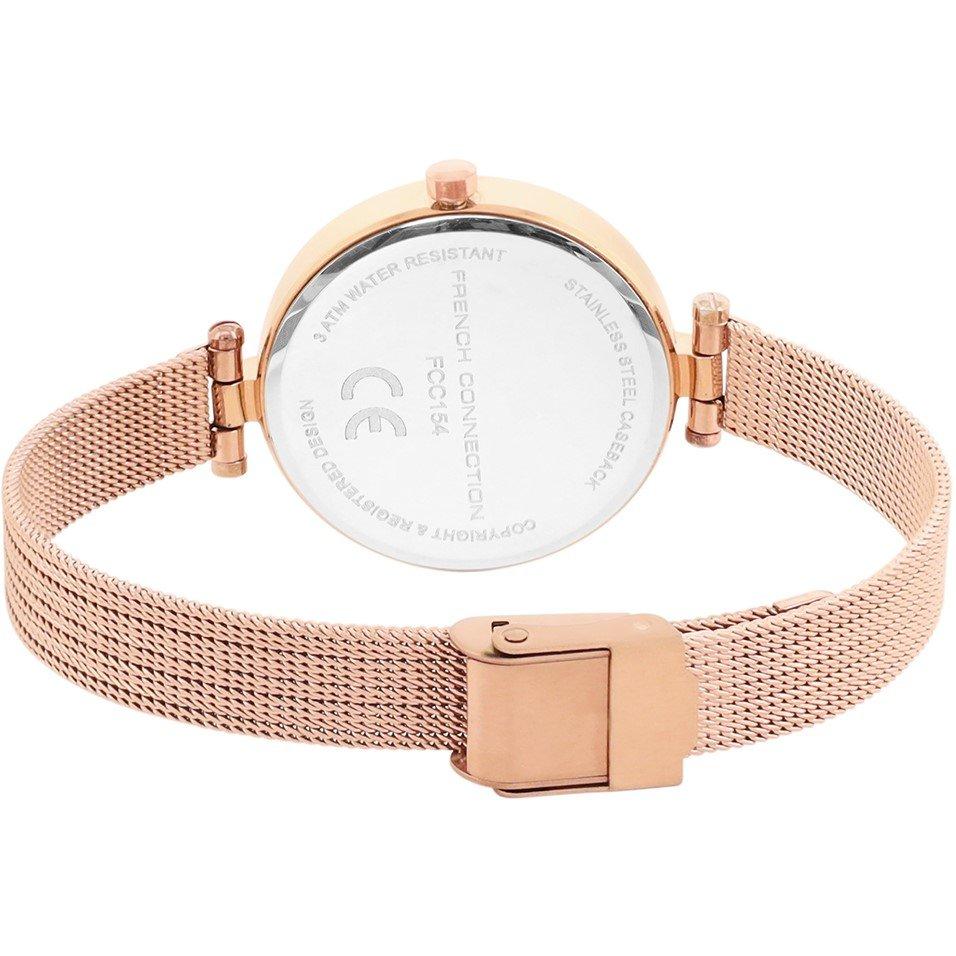 Grey - French Connection - French Connection Rose Case Round Shape Rose Strap Quartz Watch - 4