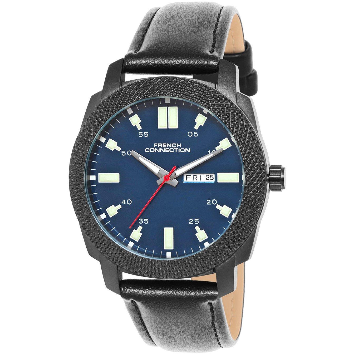 Blue - French Connection - French Connection Black Case Round Shape Black Strap Quartz Watch - 2