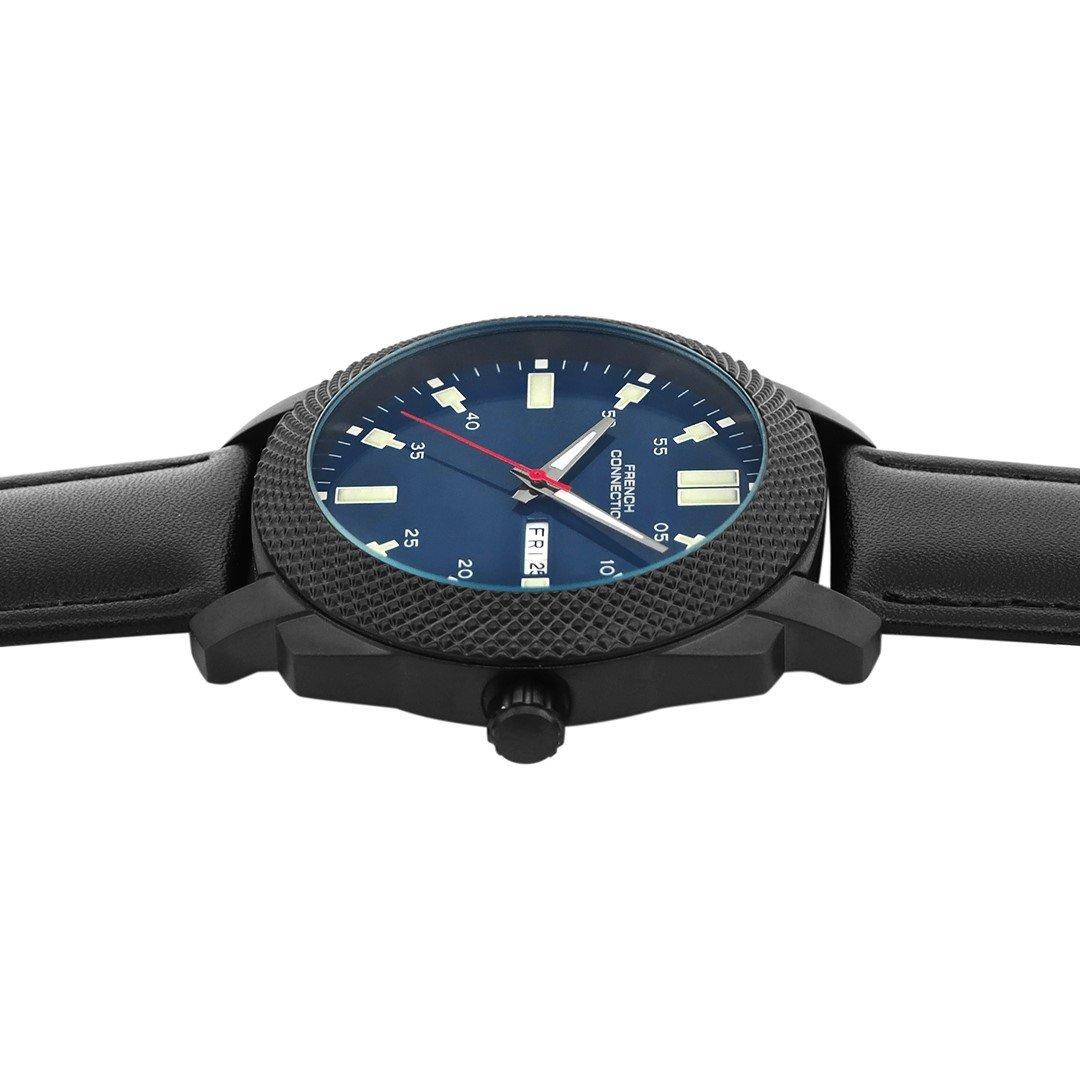 Blue - French Connection - French Connection Black Case Round Shape Black Strap Quartz Watch - 3