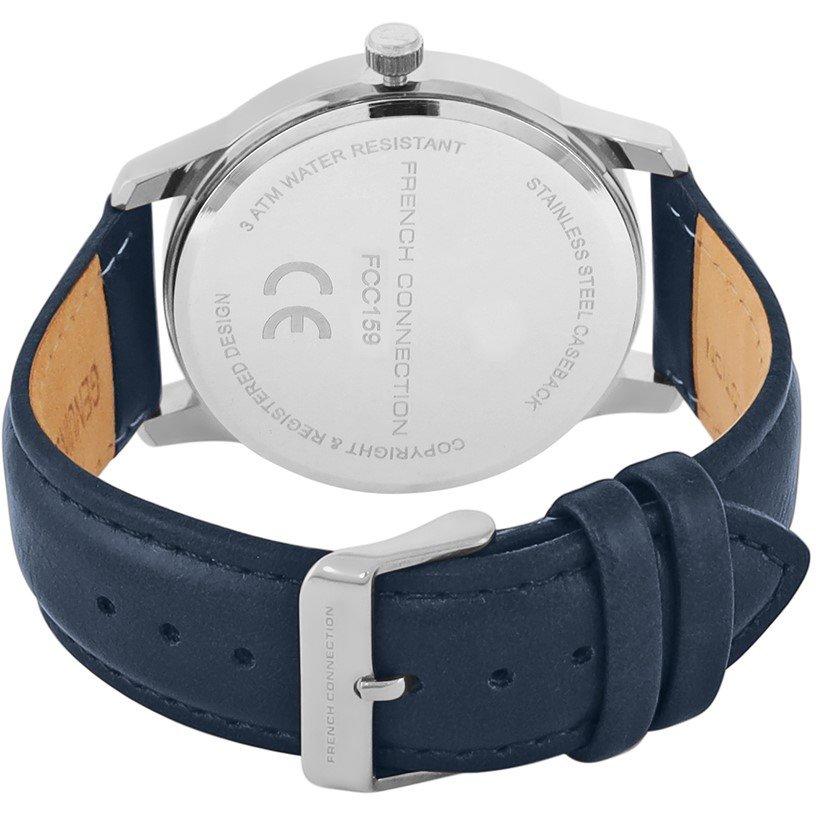 Blue - French Connection - French Connection Silver Case Round Shape Blue Strap Quartz Watch - 4