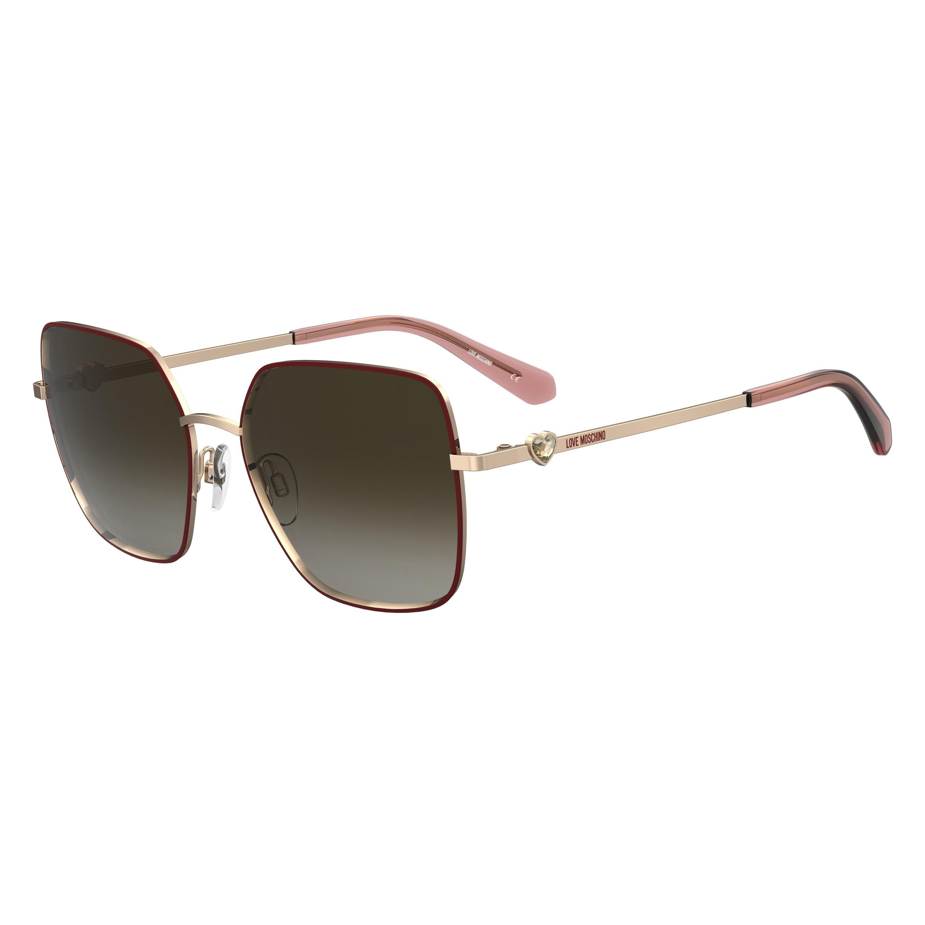 Burgundy Gold - Moschino - Women's Rectangle Sunglasses - 1