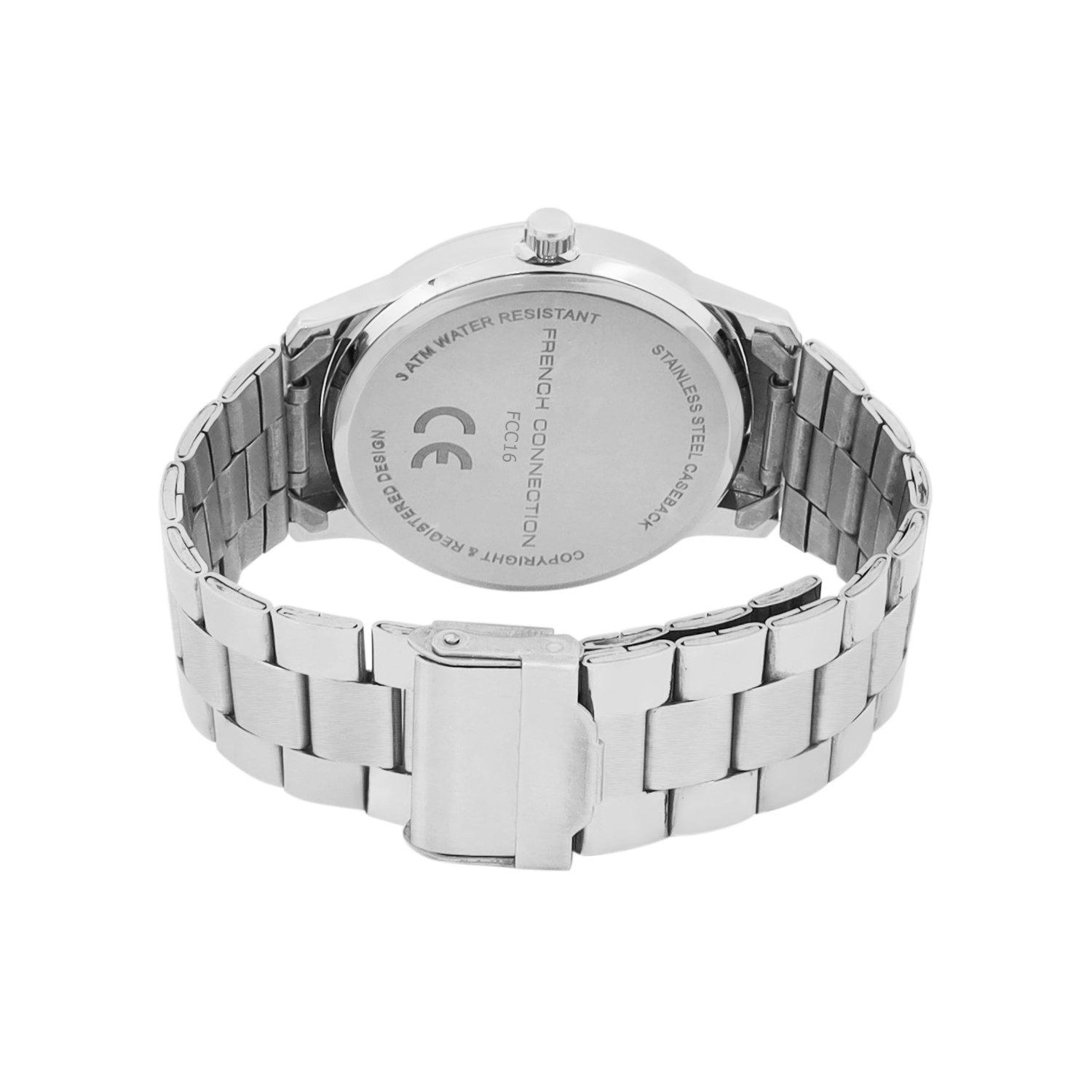 Teal Blue - French Connection - French Connection Silver Case Round Shape Silver Strap Quartz Watch - 4