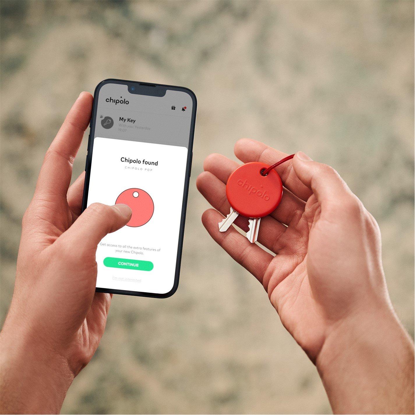 Red - Chipolo - POP Tracking tag compatible with Apple Find My or Googles Find My Device - 2