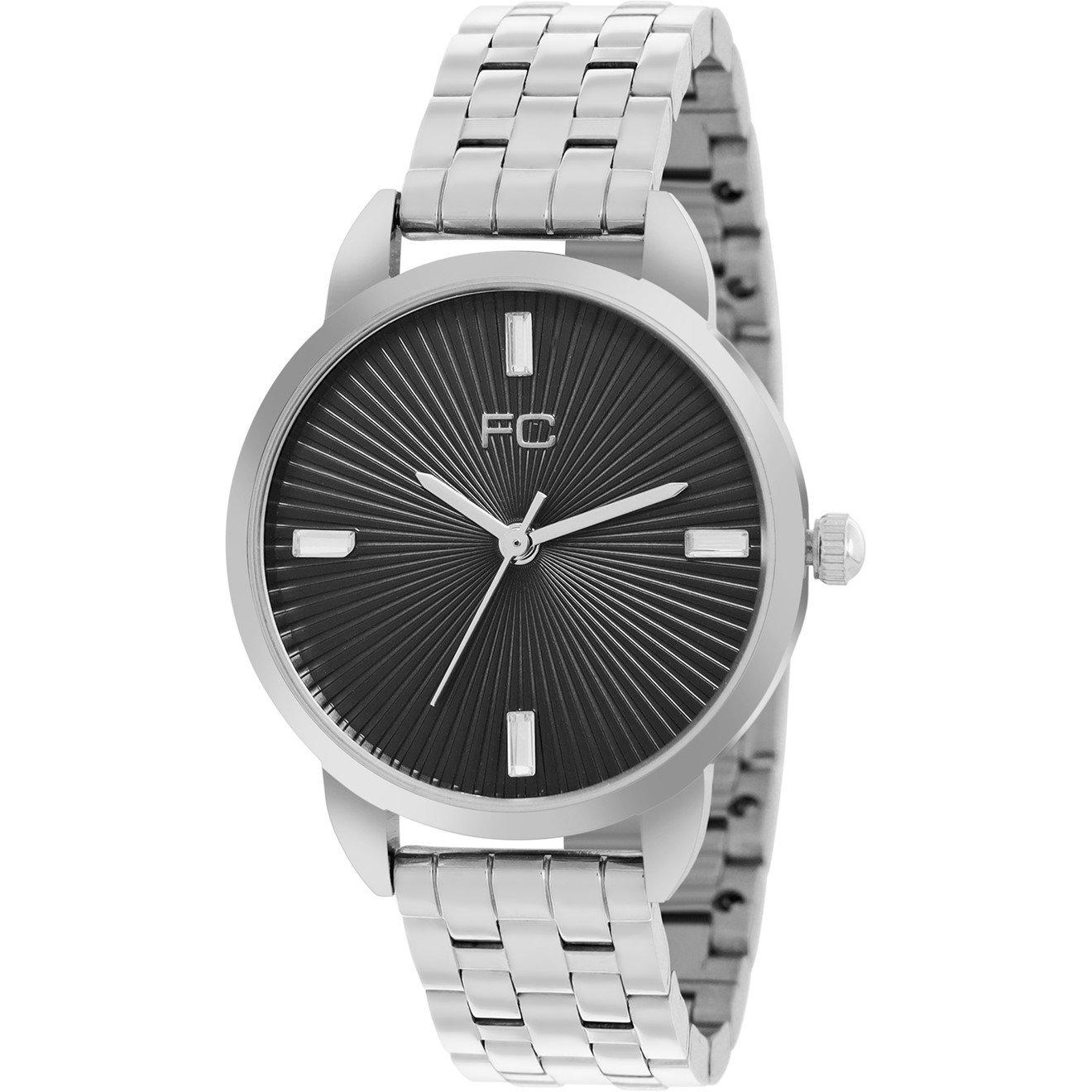 Black - French Connection - French Connection Silver Case Round Shape Silver Strap Quartz Watch - 2