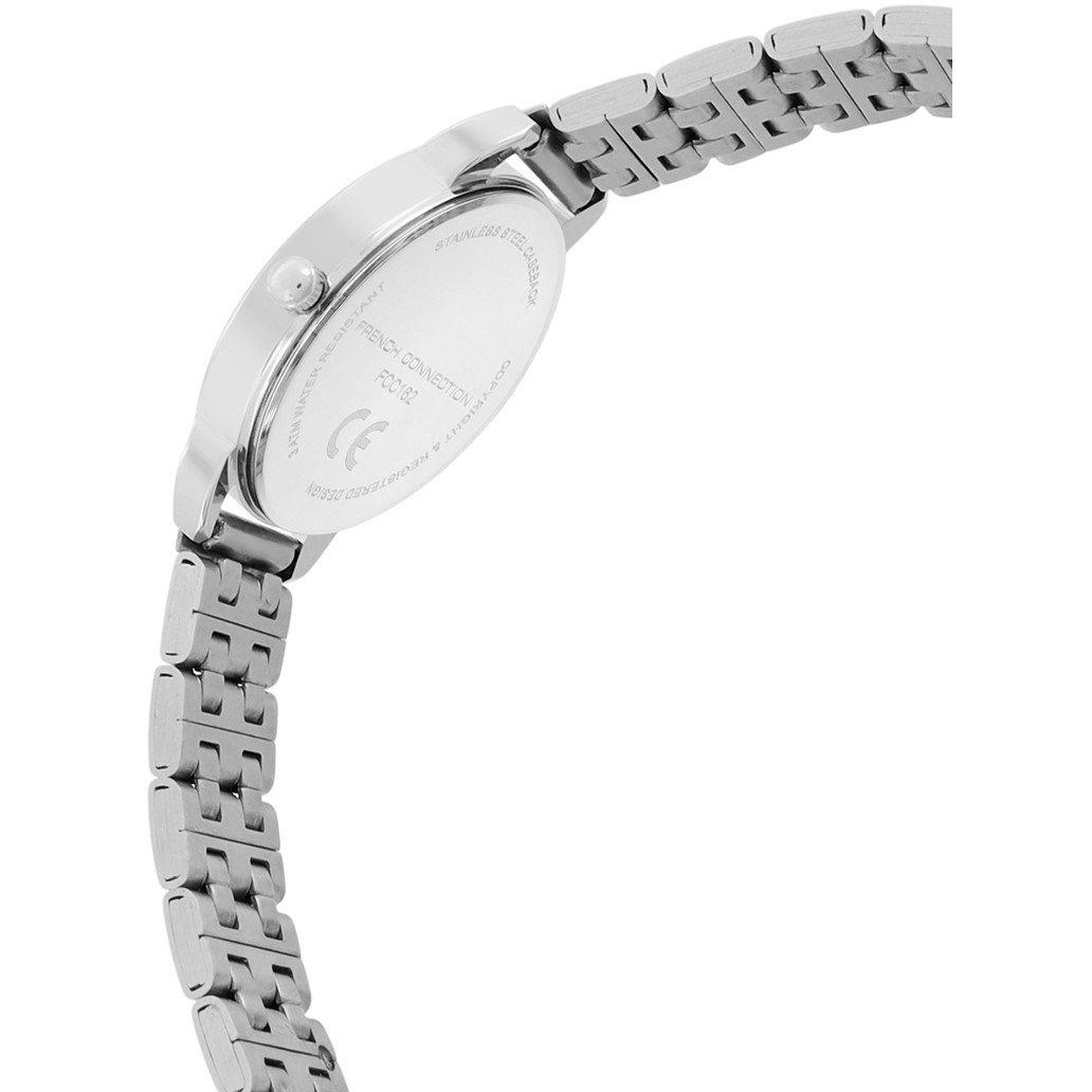 Black - French Connection - French Connection Silver Case Round Shape Silver Strap Quartz Watch - 5