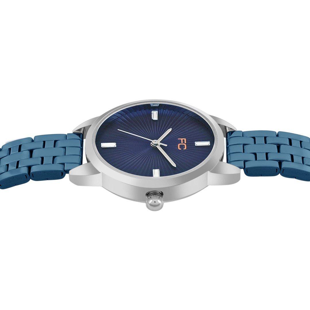 Blue - French Connection - French Connection Silver Case Round Shape Silver Strap Quartz Watch - 3