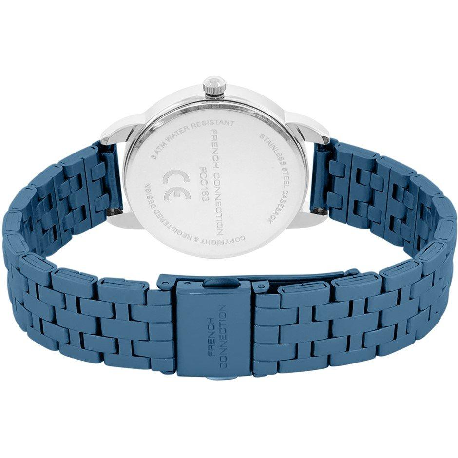 Blue - French Connection - French Connection Silver Case Round Shape Silver Strap Quartz Watch - 4