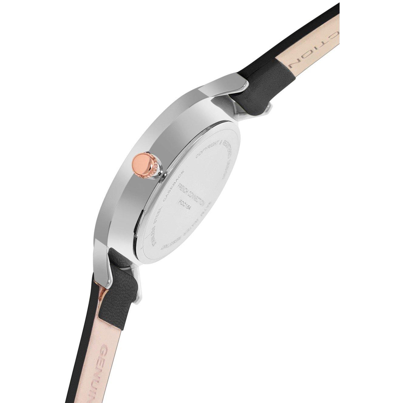 Azul Multi - French Connection - Silver Case Round Shape Black Strap Quartz Watch - 5