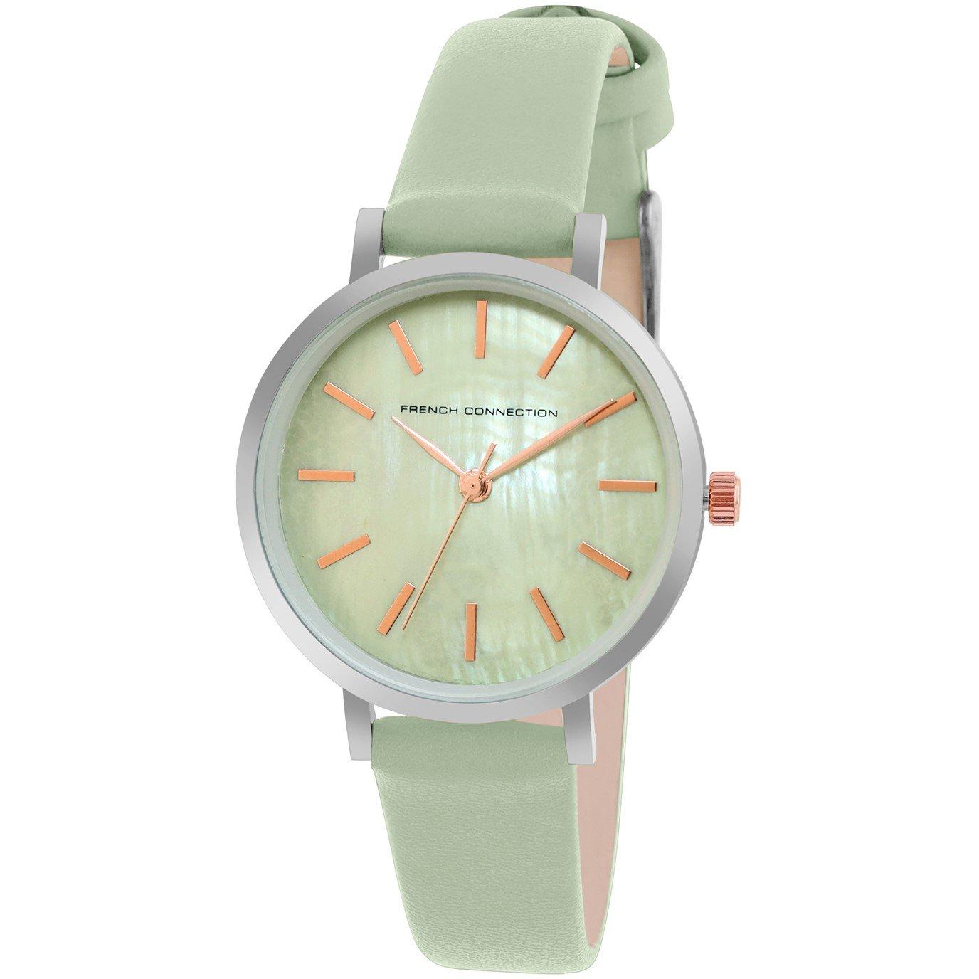 Sea Green - French Connection - French Connection Silver Case Round Shape Sea Green Strap Quartz Watch - 2