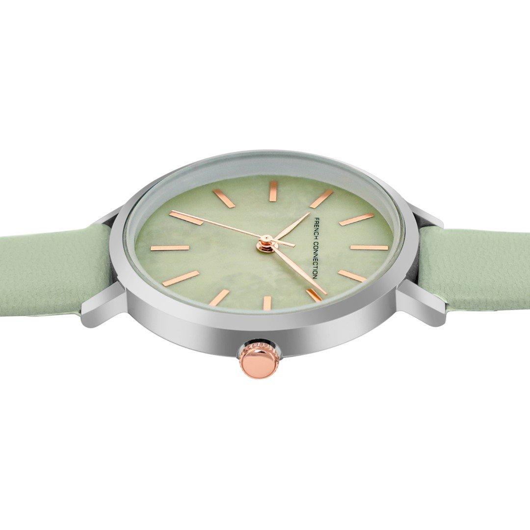 Sea Green - French Connection - French Connection Silver Case Round Shape Sea Green Strap Quartz Watch - 3