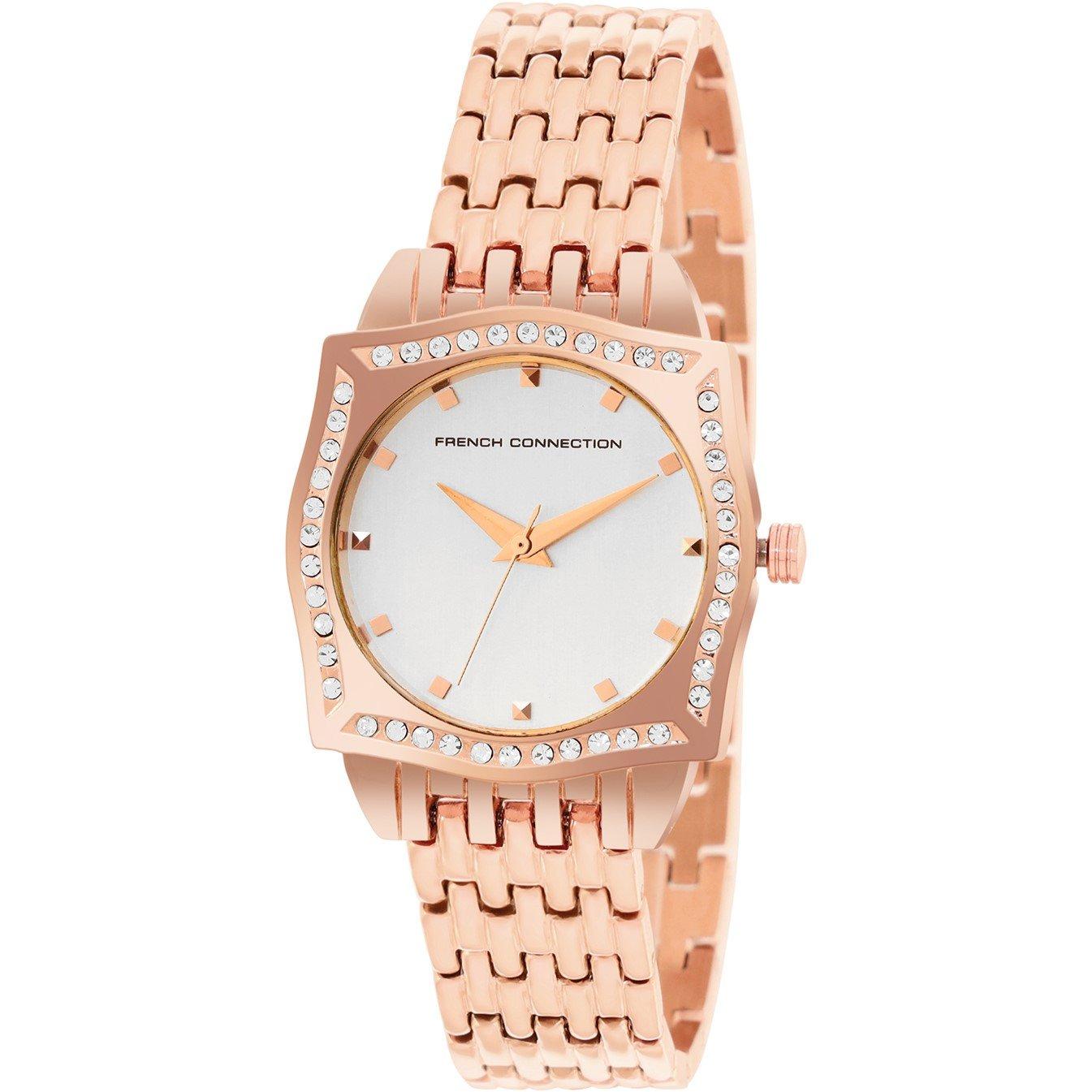 Silver - French Connection - French Connection Rose Case Square Shape Rose Strap Quartz Watch - 2