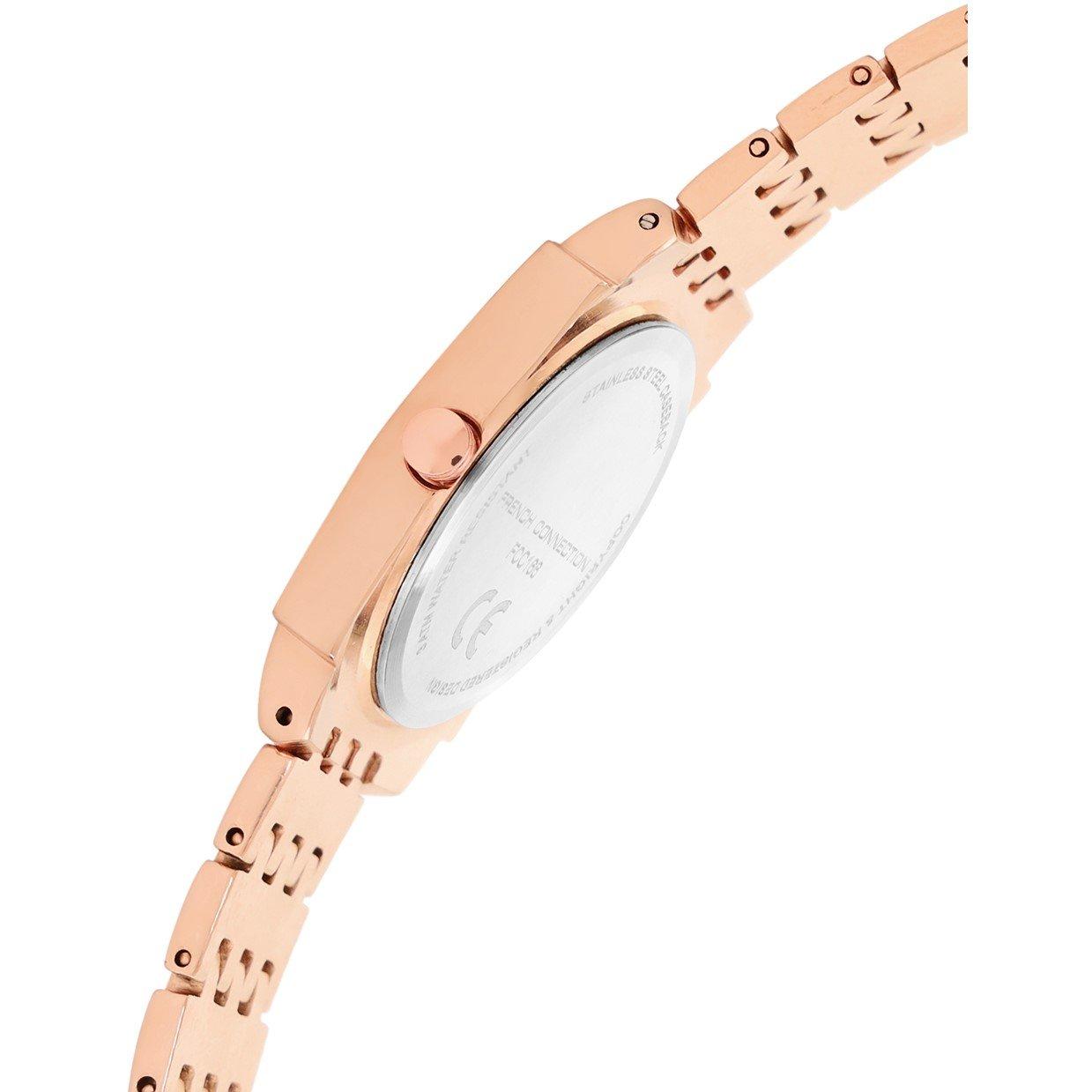 Silver - French Connection - French Connection Rose Case Square Shape Rose Strap Quartz Watch - 5