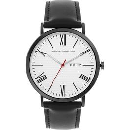 French Connection French Connection Black Case Round Shape Black Strap Quartz Watch